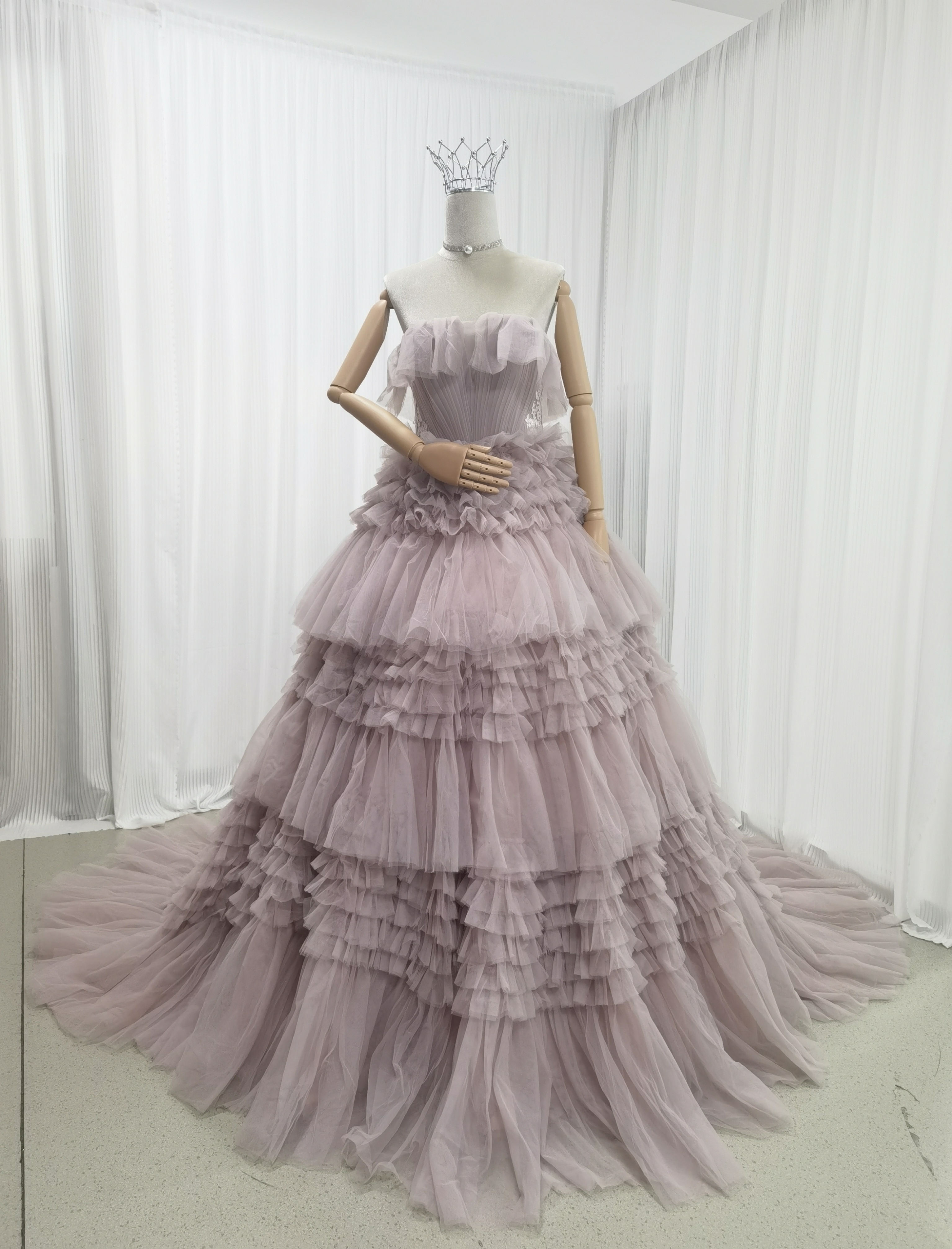 憧れのドレス カラードレス ピンク紫 ベアトップ 可愛い ボリュームドレス 抜群のおしゃれ見え 花嫁