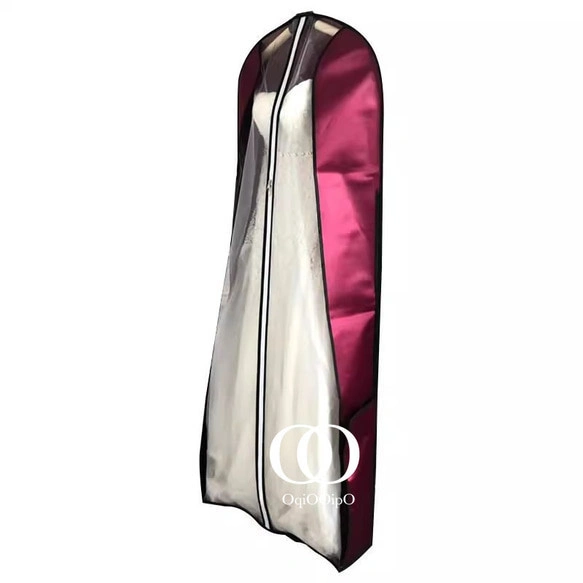 追加専用　ドレスの持ち運びに便利なドレスバッグ ドレスカバー 衣類カバー　ワインレッド/シルバー白/茶