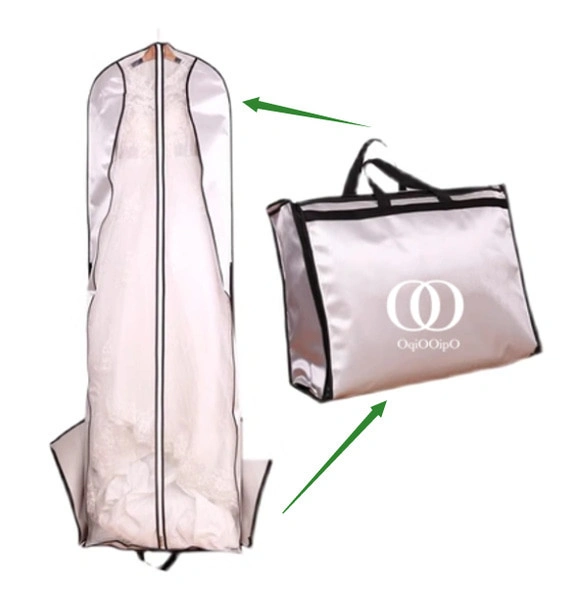 追加専用　ドレスの持ち運びに便利なドレスバッグ ドレスカバー 衣類カバー　ワインレッド/シルバー白/茶