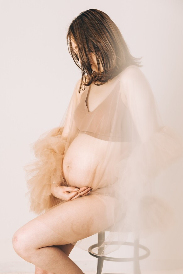 実例写真！トップス ベージュ ロングスリーブ ラッフルフリル 披露宴/結婚式 前撮り 色直し
