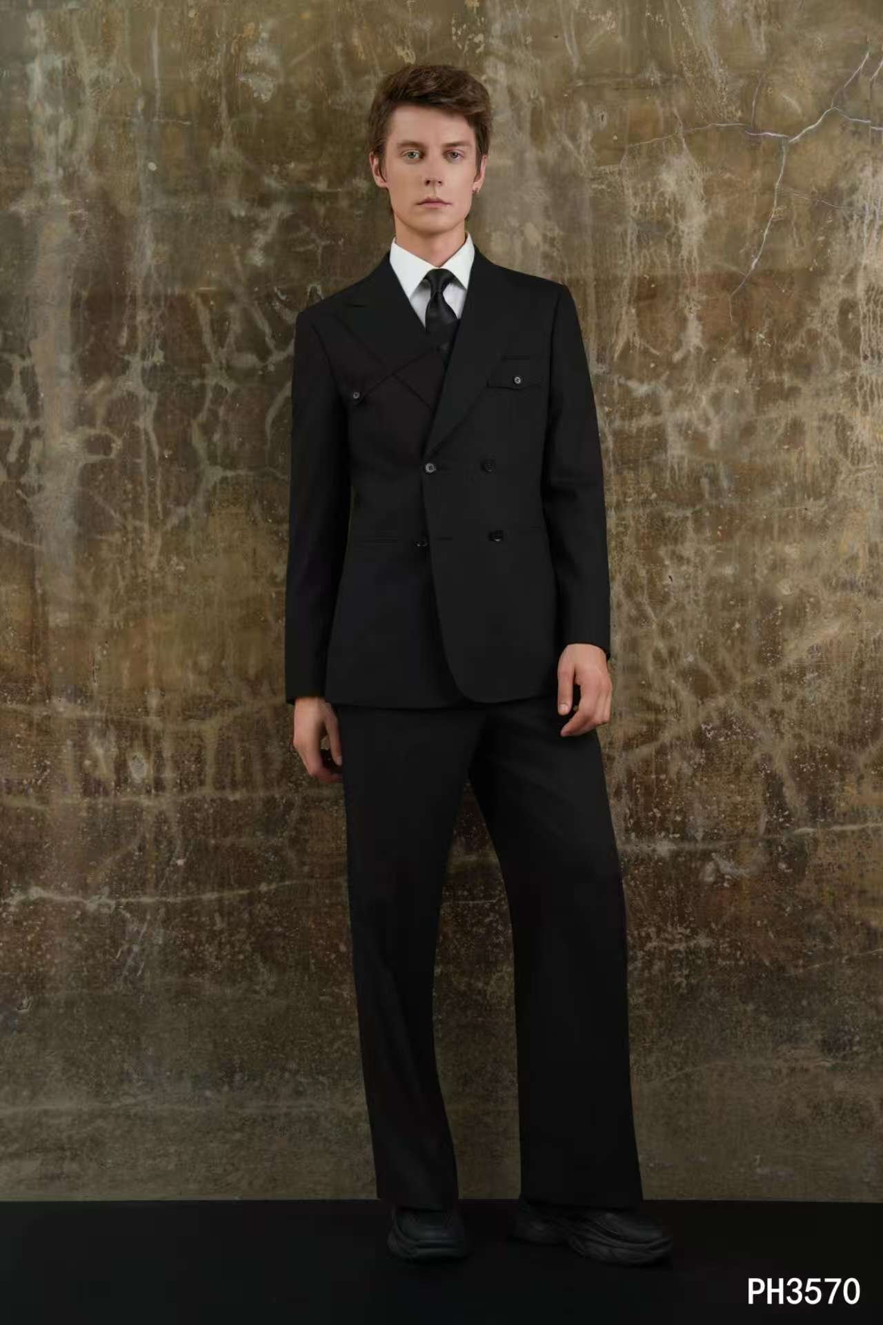 高品質！タキシード ブラック ジャケット、パンツの2点セット 新郎衣装