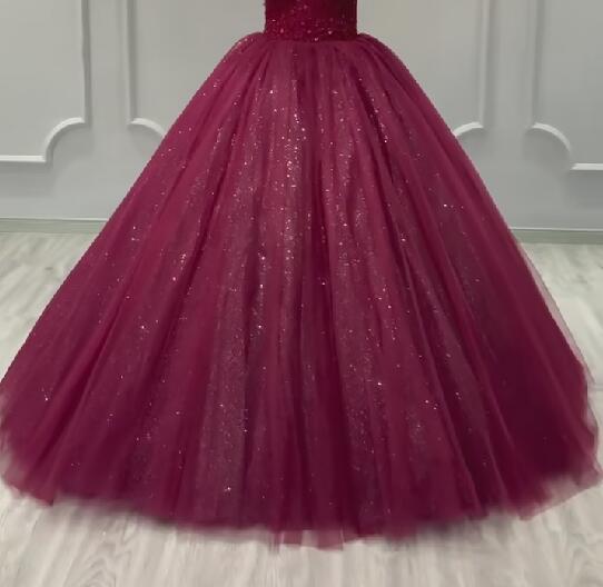 カラードレス ビビッドピンク オフショルダー キラキラスパンコール シークインチュール 花嫁