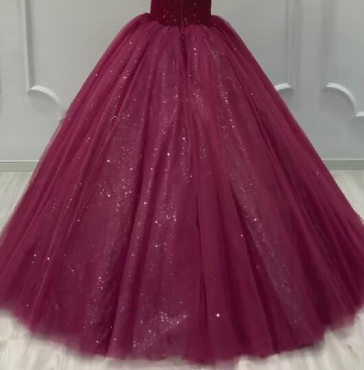 カラードレス ビビッドピンク オフショルダー キラキラスパンコール シークインチュール 花嫁