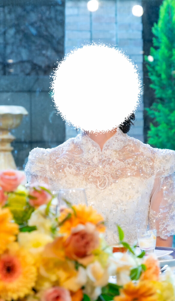 実例写真！ボレロのみ 半袖 ハイネック 美しい花レース 韓国風ドレス 華やか 結婚式 素敵な