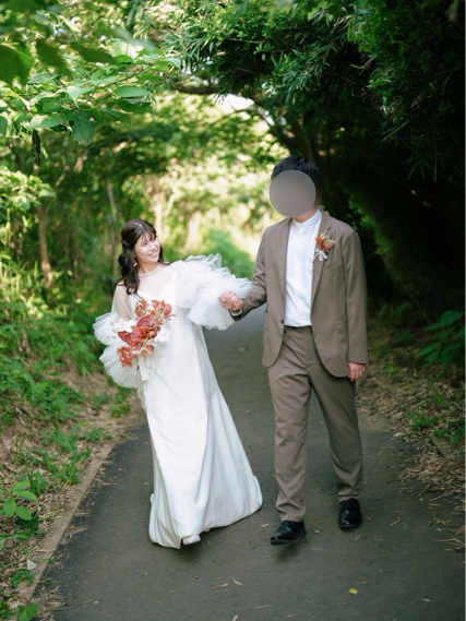 実例写真！2ways トップス+キャミソール 可愛い 前撮り ソフトチュール クレープ生地 ふわふわ 披露宴 前撮り