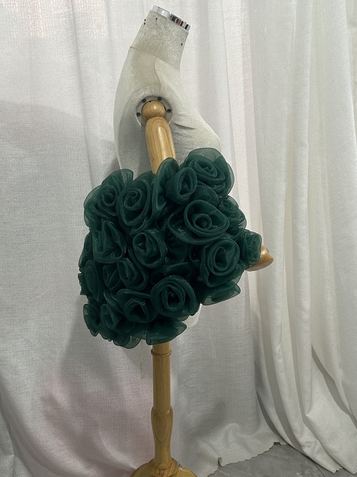 カラードレス グリーン ポンチョ バラトレーン 上質オーガンジー ブライダル 結婚式 前撮り