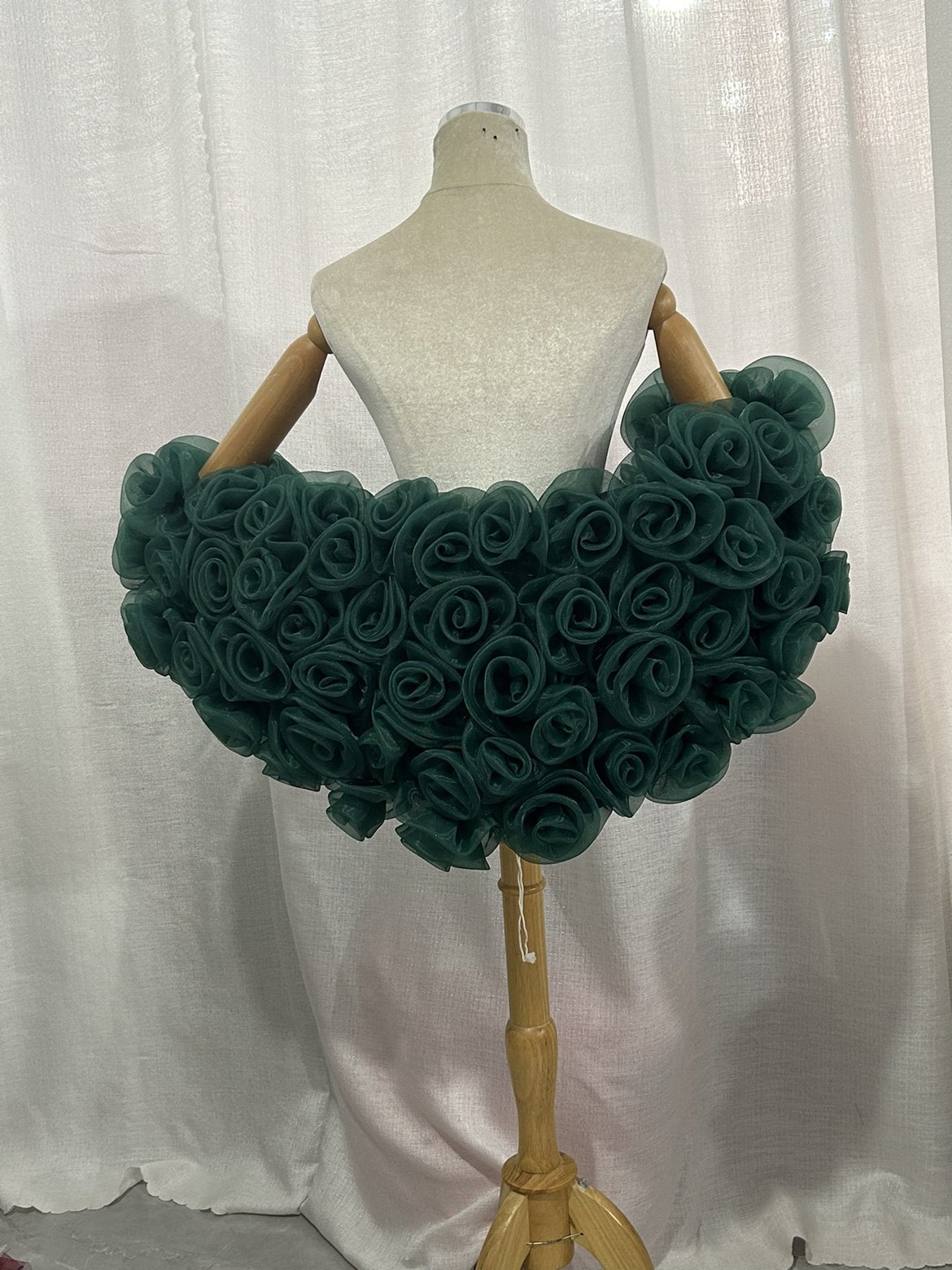 カラードレス グリーン ポンチョ バラトレーン 上質オーガンジー ブライダル 結婚式 前撮り