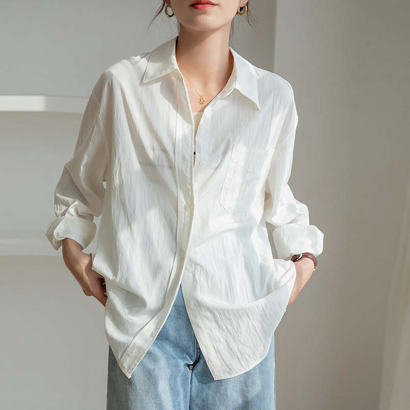 設計感小眾寬鬆翻領休閒襯衫