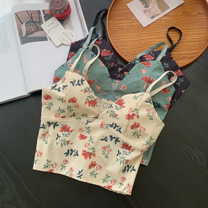 性感甜美碎花吊帶小背心