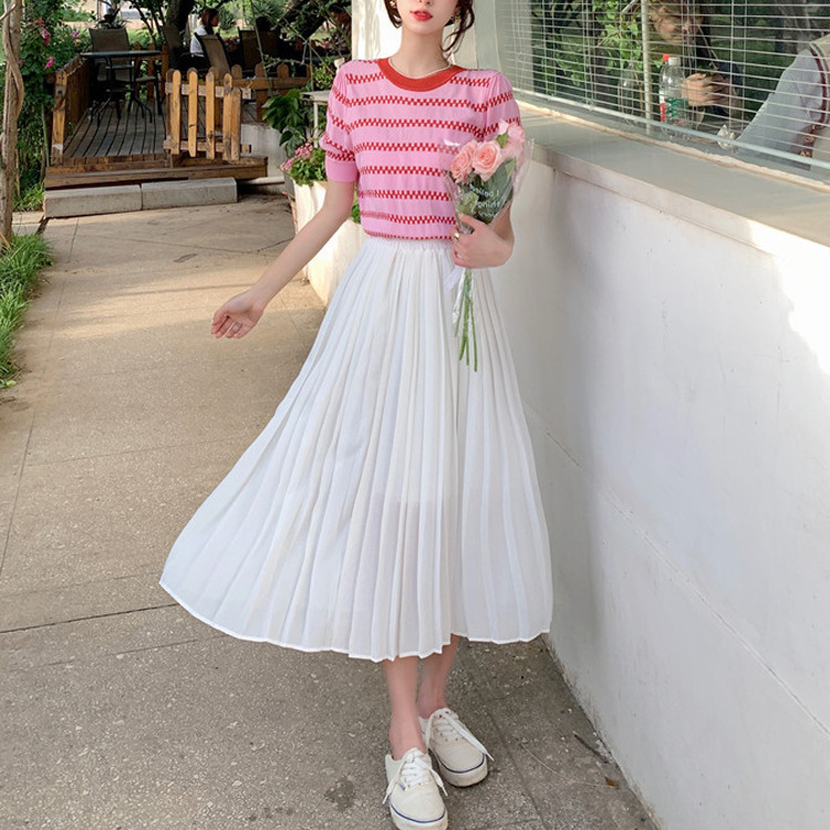 小清新甜美減齡休閒短袖+半身裙