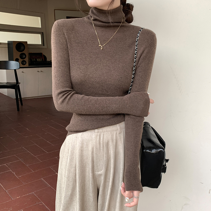 高級感純色長袖高領內搭打底衫