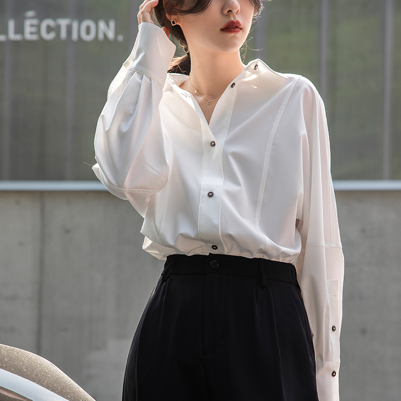 抗皺法式設計感疊穿小眾長袖襯衫