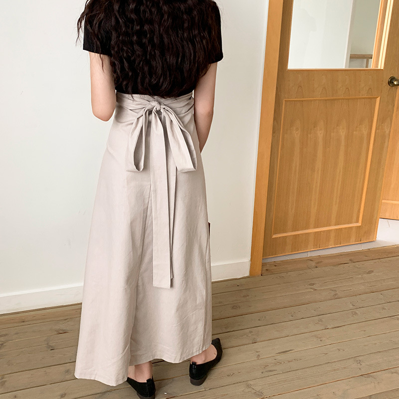 韓系設計款簡約氣質純色半身裙