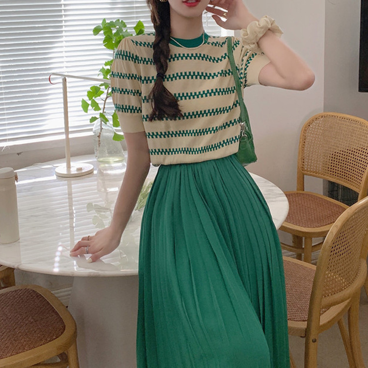 小清新甜美減齡休閒短袖+半身裙