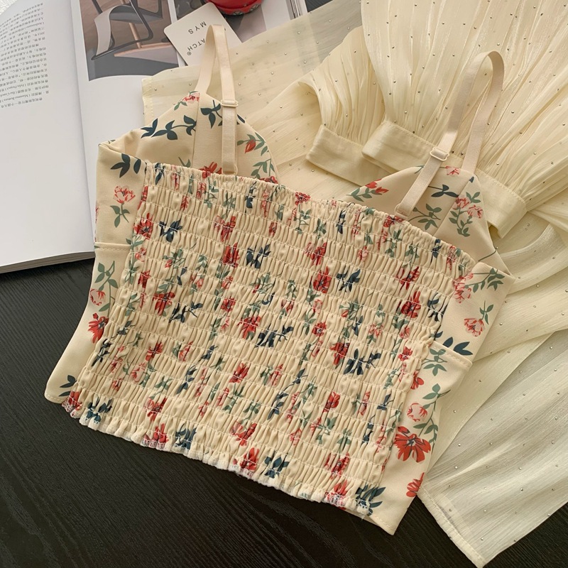 性感甜美碎花吊帶小背心