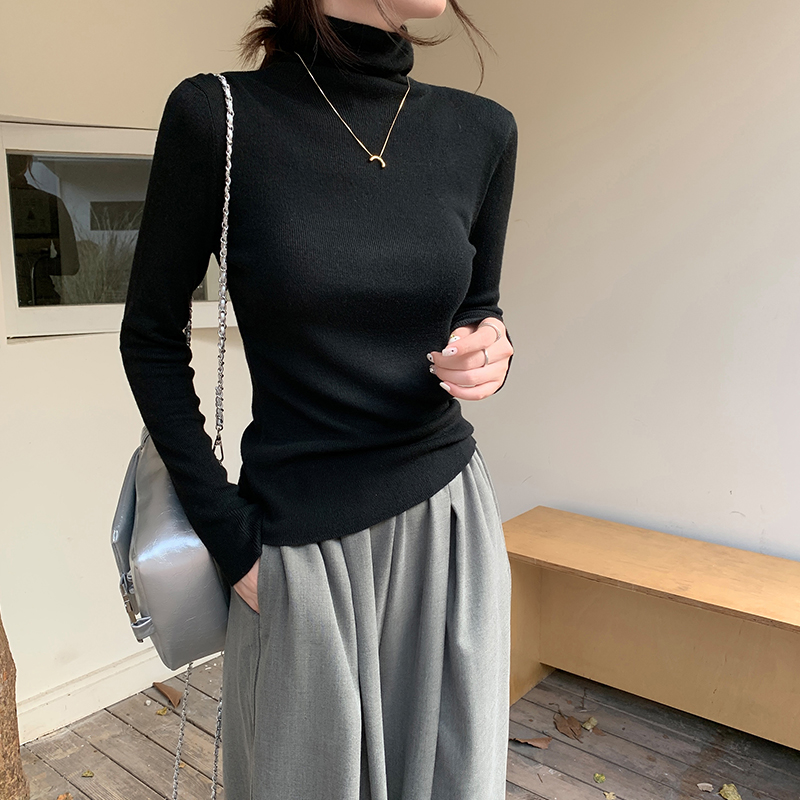 高級感純色長袖高領內搭打底衫