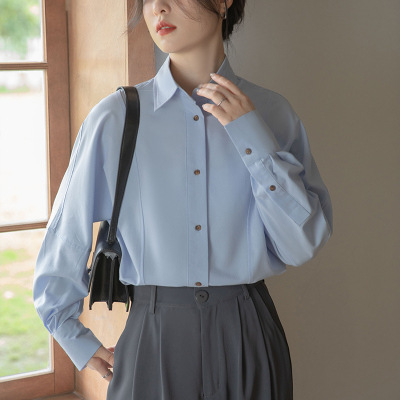 抗皺法式設計感疊穿小眾長袖襯衫