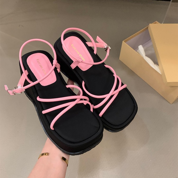 精緻高級感厚底增高鬆糕鞋涼鞋