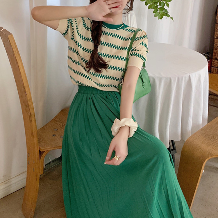 小清新甜美減齡休閒短袖+半身裙