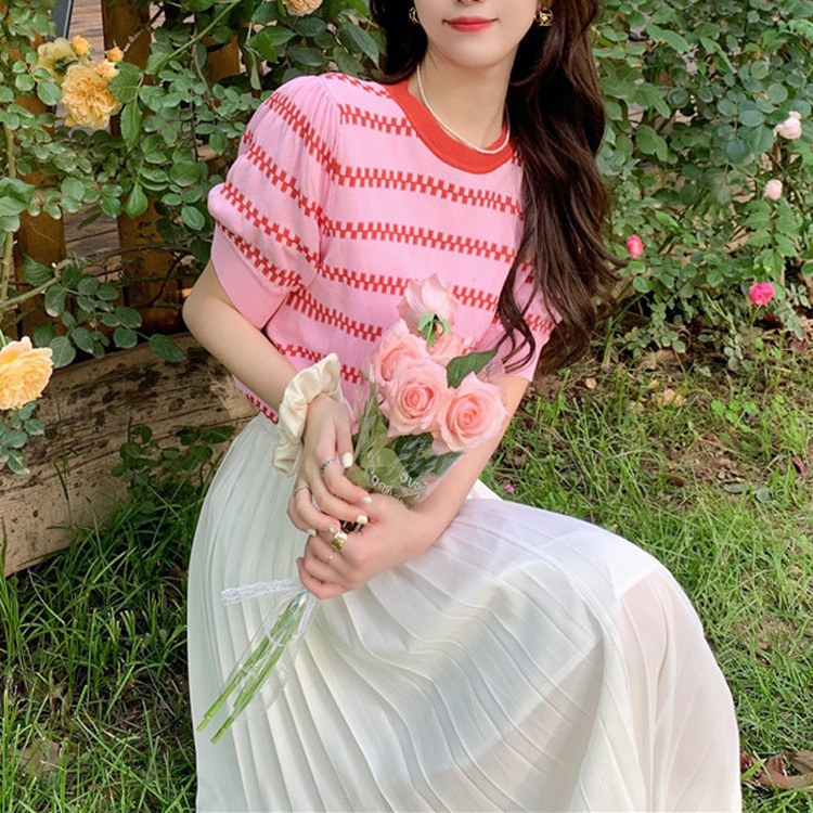 小清新甜美減齡休閒短袖+半身裙