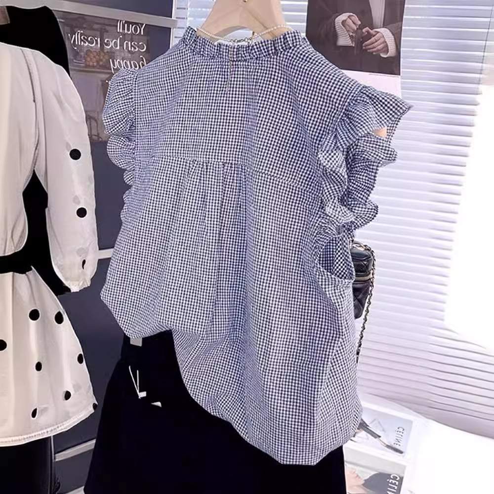 設計師款女裝法式娃娃衫飛袖襯衫T恤
