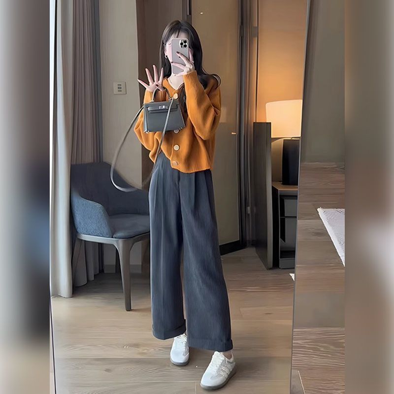 奶系穿搭高級感針織外套褲子套裝