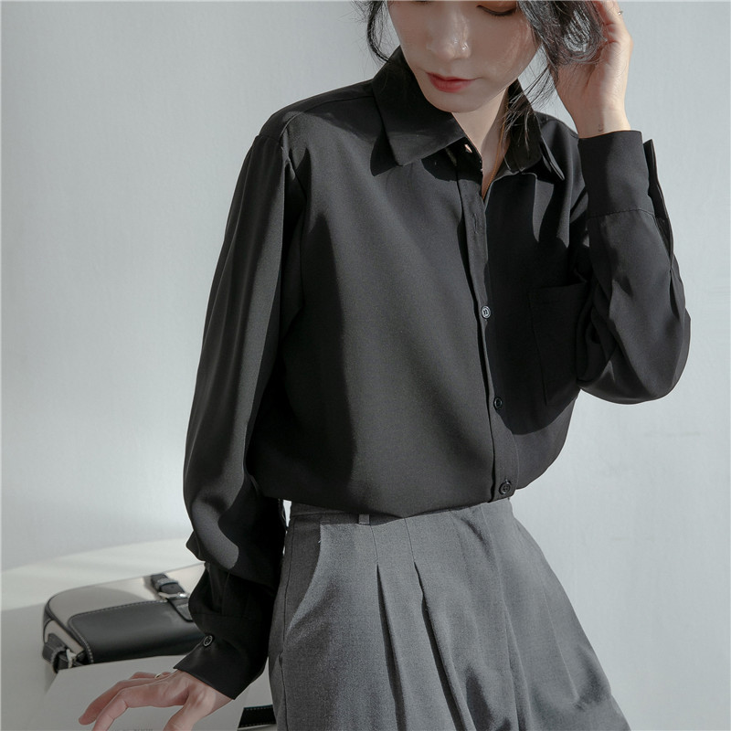 設計感小眾港味絲滑垂感長袖襯衫