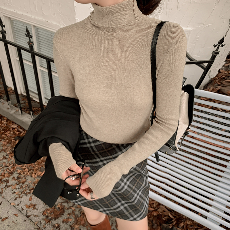 高級感純色長袖高領內搭打底衫