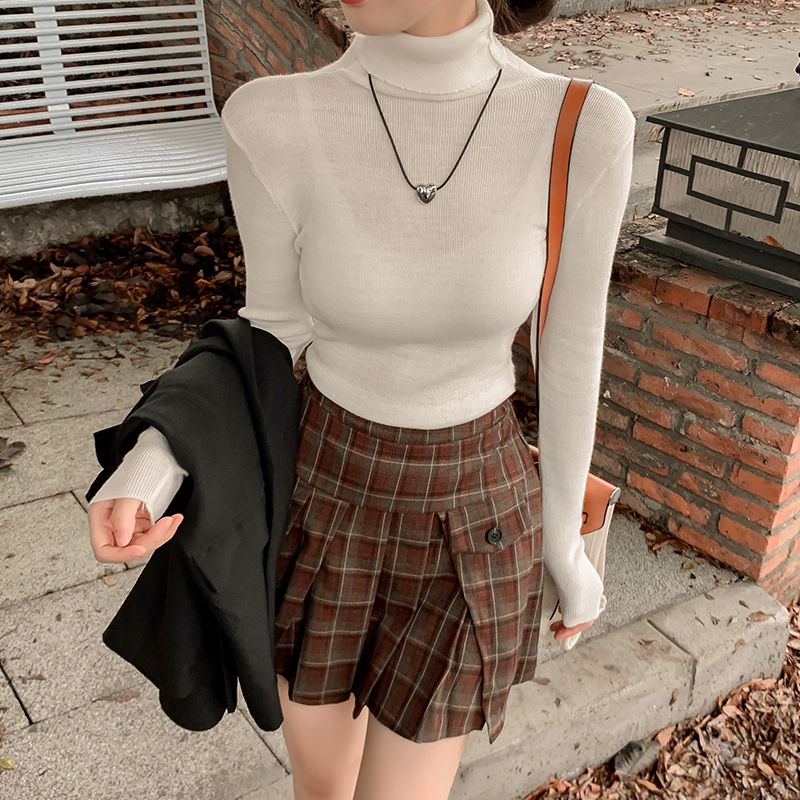 高級感純色長袖高領內搭打底衫