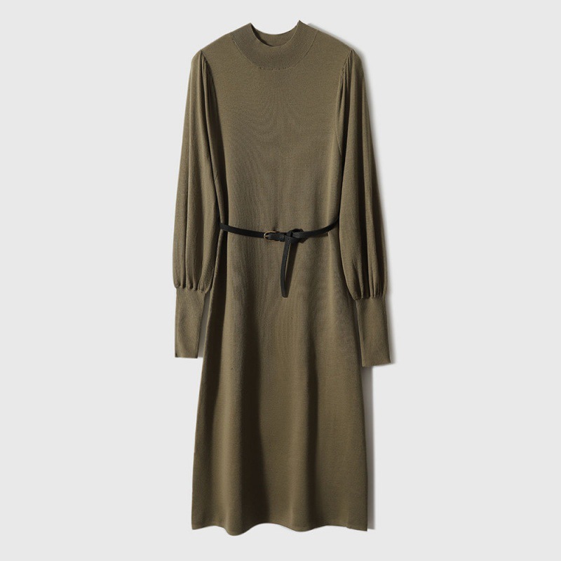 新款簡約收腰顯瘦內搭毛衣打底連衣裙