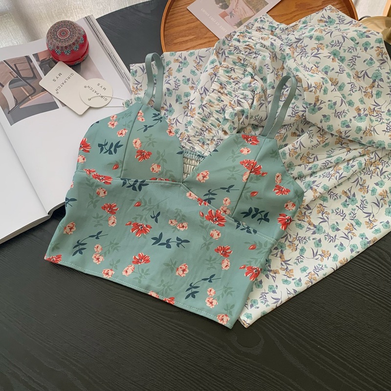 性感甜美碎花吊帶小背心