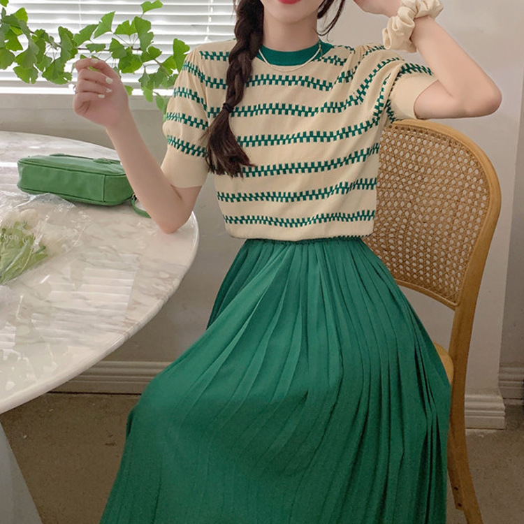 小清新甜美減齡休閒短袖+半身裙