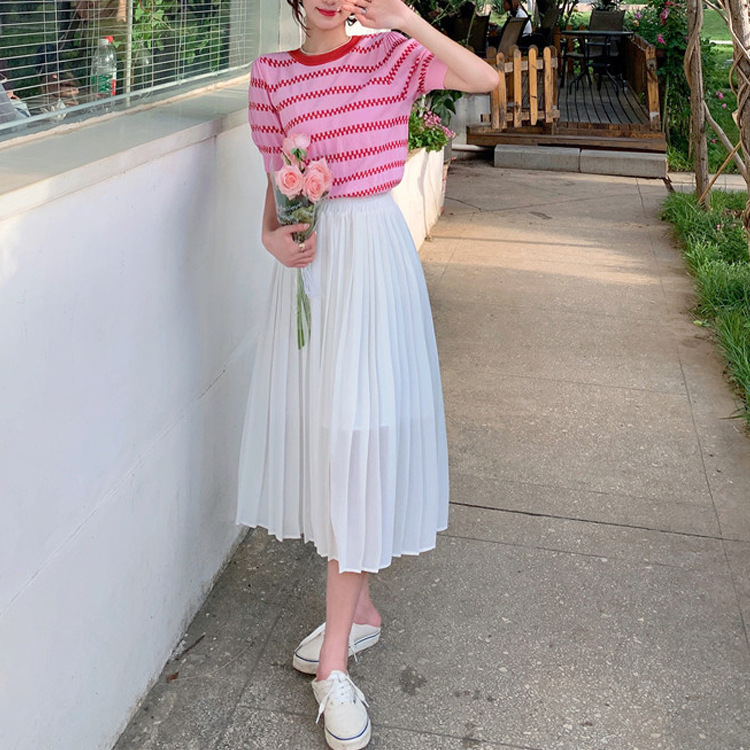 小清新甜美減齡休閒短袖+半身裙