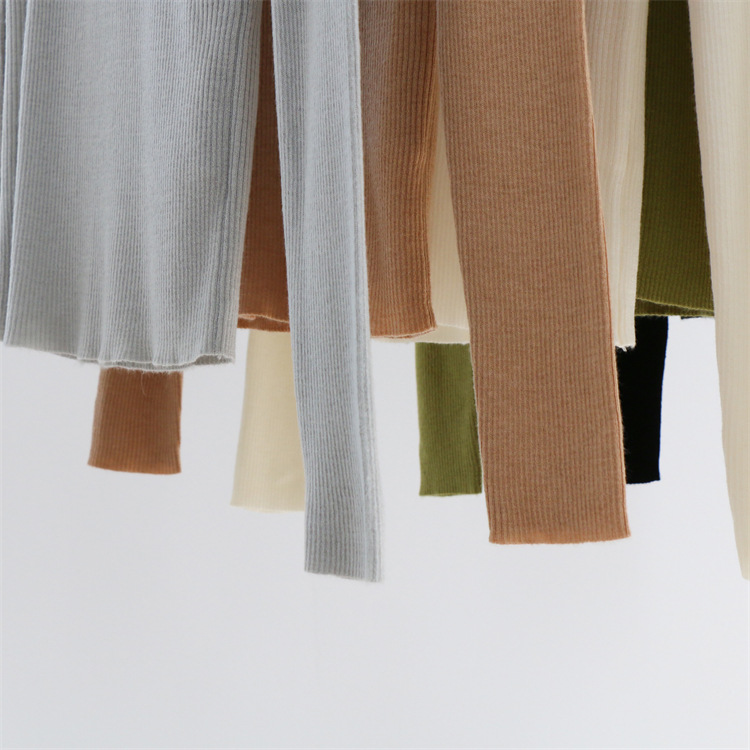 羊毛混紡假兩件高領鏤空時髦打底衫（8色）