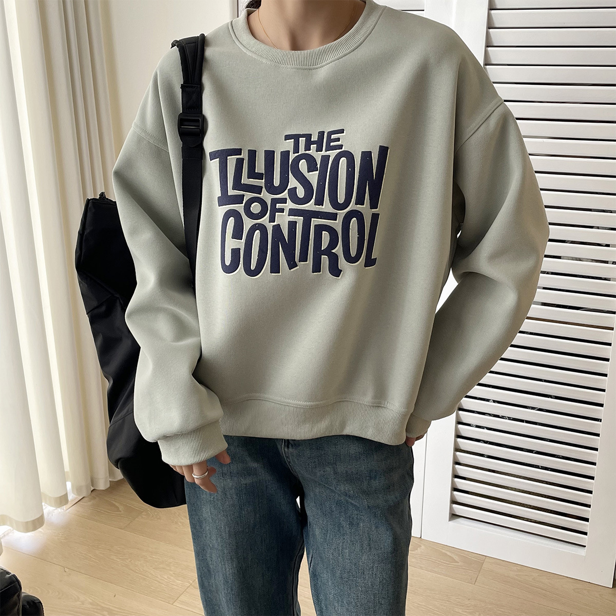 慵懶圓領字母印花寬鬆顯瘦休閒衛衣