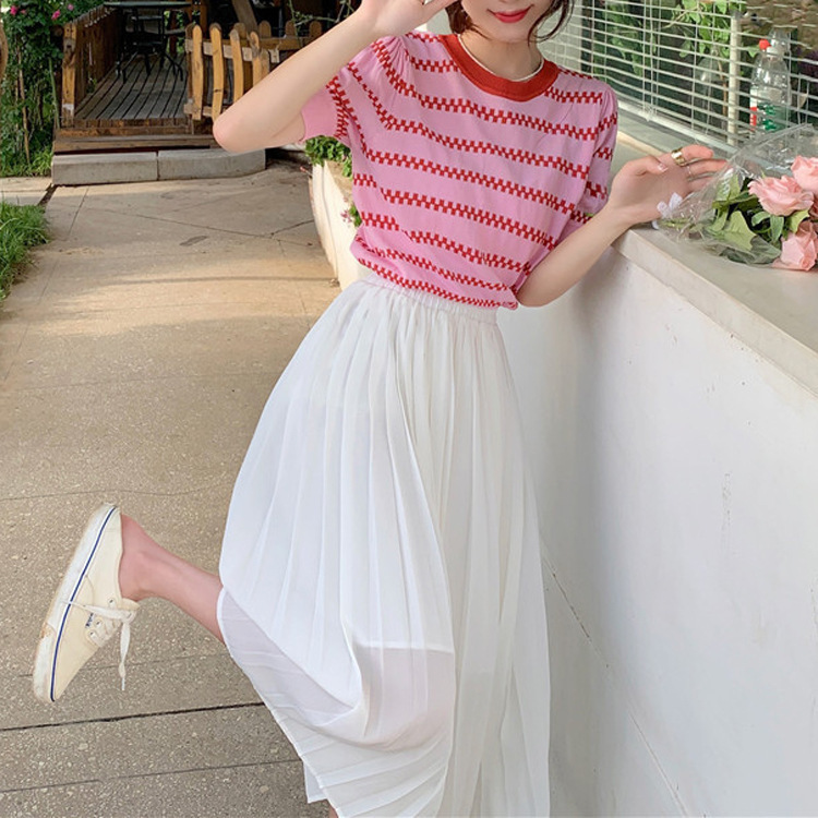 小清新甜美減齡休閒短袖+半身裙