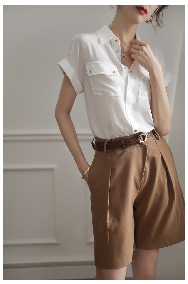 夏季職業通勤氣質桑蠶絲襯衫