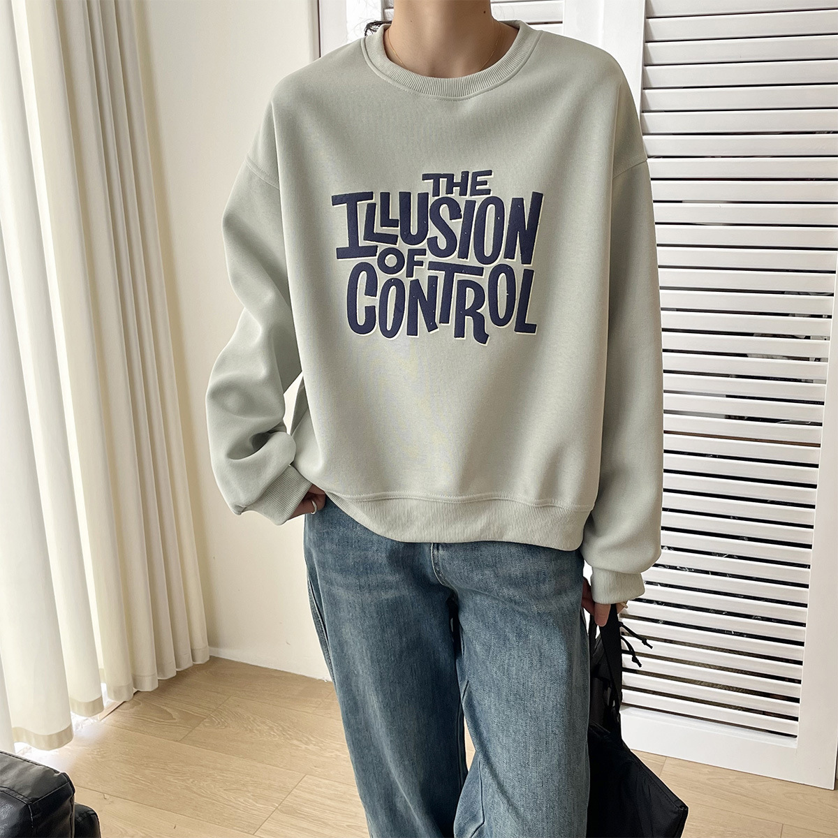 慵懶圓領字母印花寬鬆顯瘦休閒衛衣