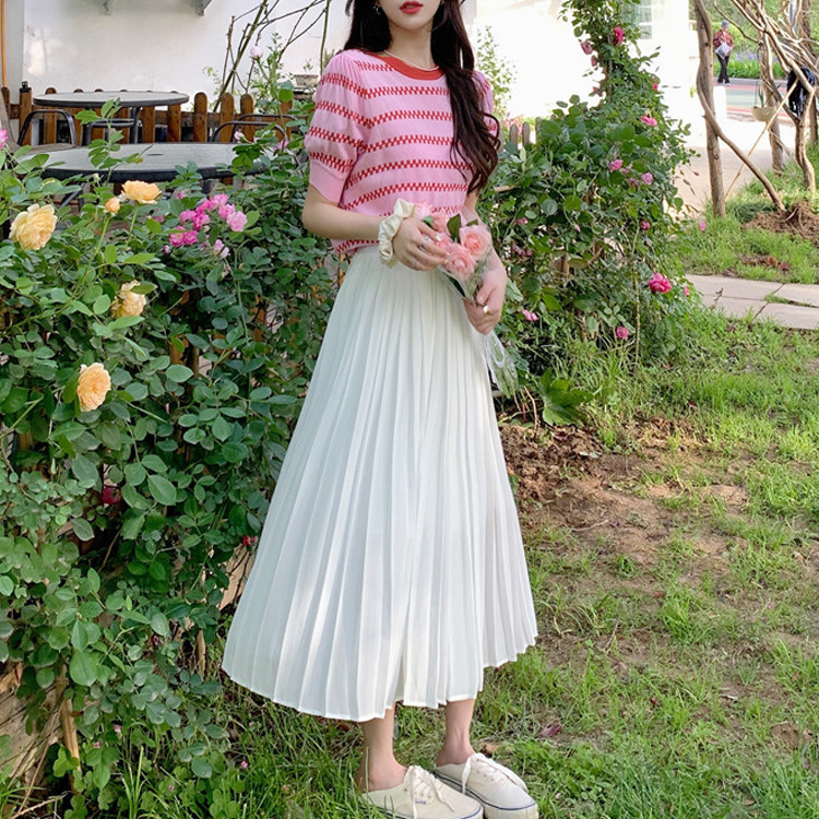 小清新甜美減齡休閒短袖+半身裙