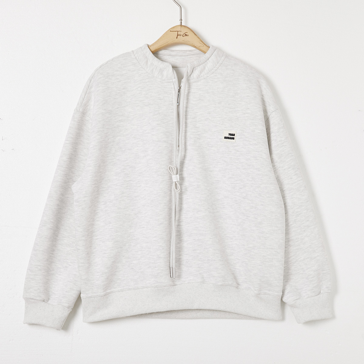 時尚簡約半拉鏈寬鬆抽繩衛衣