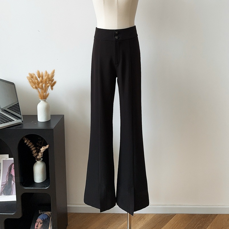 夏季無袖吊帶上衣黑色開叉休閒褲