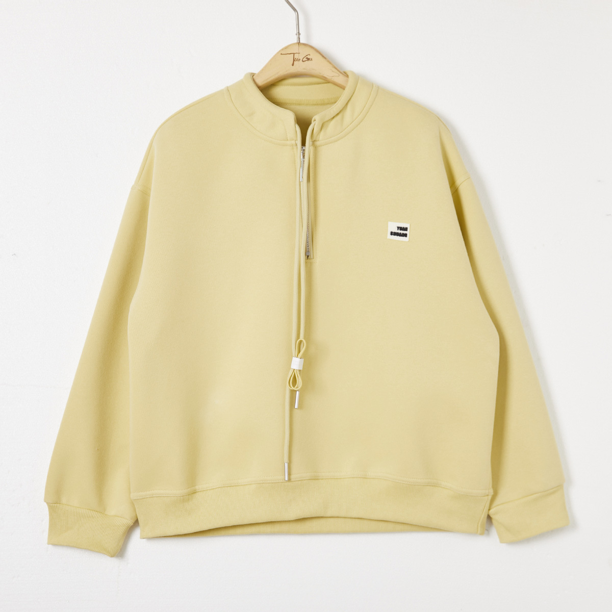 時尚簡約半拉鏈寬鬆抽繩衛衣