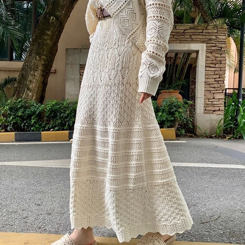 法式鏤空小香風針織優雅套裝