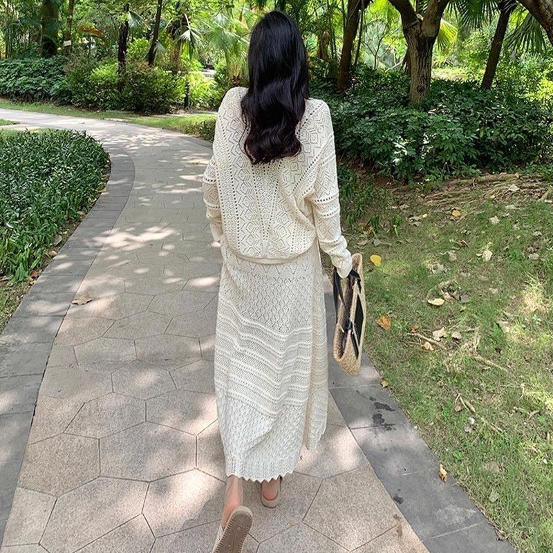法式鏤空小香風針織優雅套裝