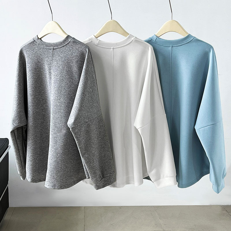 春季新款空氣棉寬鬆廓形極簡落肩袖衛衣