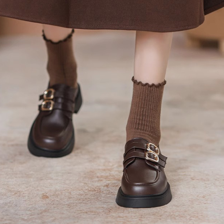 春秋新款厚底英倫風樂福鞋