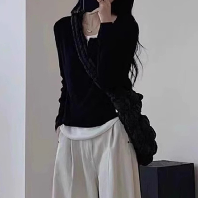 春秋修身顯瘦假兩件開襟衫