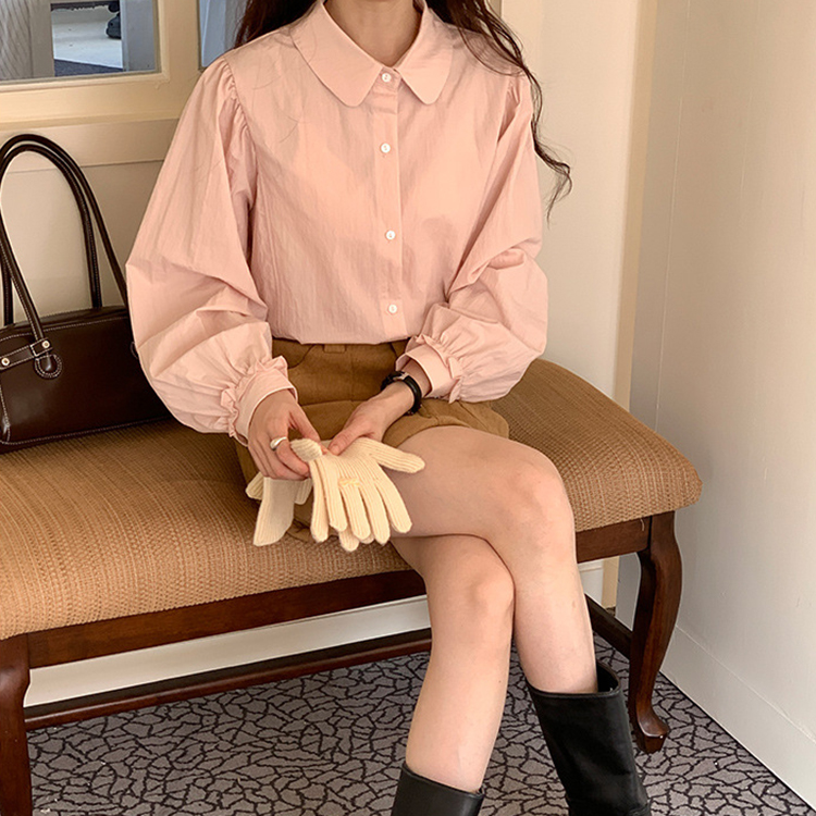 春季新款百搭娃娃領小眾襯衫