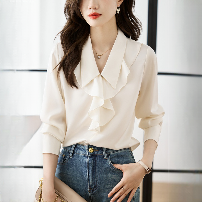 荷葉邊獨特別緻法式甜美襯衫上衣