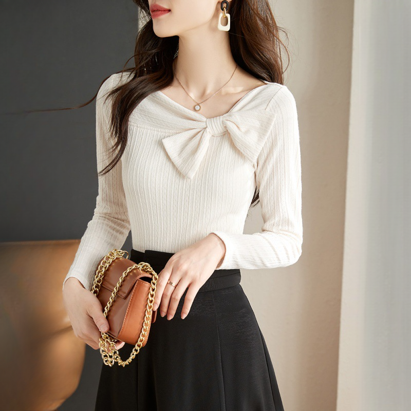 法式洋氣修身顯瘦打底衫上衣
